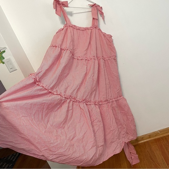 NEW NWT LISA MARIE FERNANDEZ TARGET Plus Size Seersucker Tie Strap Dress Striped - Picture 10 of 16